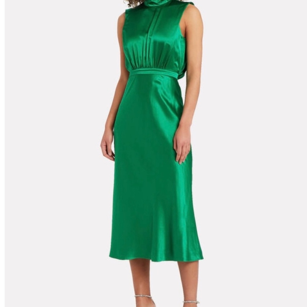NWT- Silk Saloni The Fleur Dress in Green, Sz 10